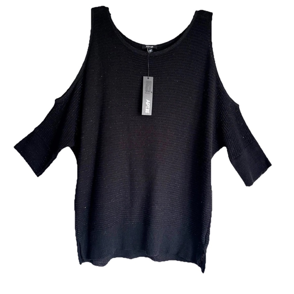 Apt 9 Cold Shoulder Sweater w/ Metallic Threads